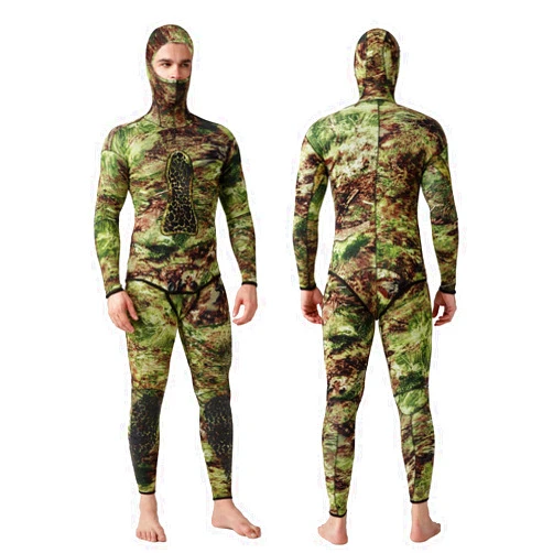FLEXEL Men Spearfishing Premium Camouflage 3mm 5mm CR Neoprene Wetsuit Scuba Diving Suit Hoodie Snorkeling Suits 2 Piece