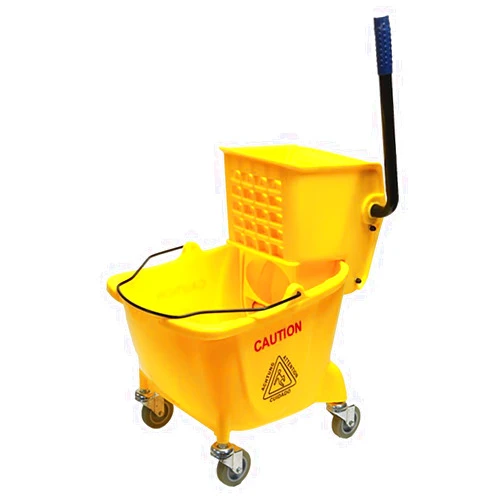 Simpli-Magic Side Press Wringer Combo Commercial Rectangular Mop Bucket on Wheels, 35-Quart, Yellow