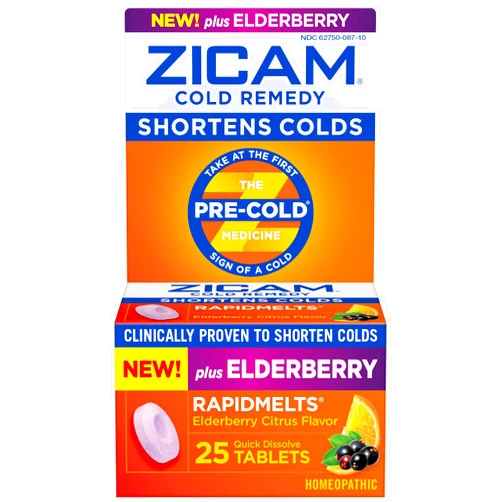 Zicam Cold Remedy RapidMelts, Elderberry Citrus Flavor, 25 Count (Pack of 1)