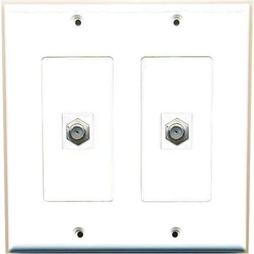 RiteAV - 2 Port Coax Cable TV- F-Type - Dual Gang Wall Plate