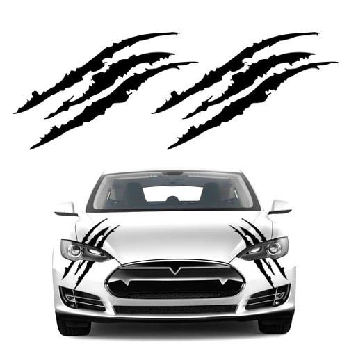 Wevdn 2 PCS Car Claw Mark Stickers, Automotive Vinyl Claw Mark Decals for Hood Headlight, Universal Car Claw Mark Decoration Stickers Fit Cars Trucks SUVs, Car Accessories (Black)