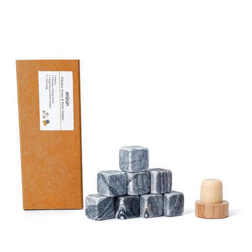 Aiizun Whisky Stones, Set of 8 Scotch Rocks with Bottle Stopper, The Starter Pack for Whisky/Scotch/Bourbon Drinker, Gift Idea for Christmas/Birthday/Father's Day - Aiizun
