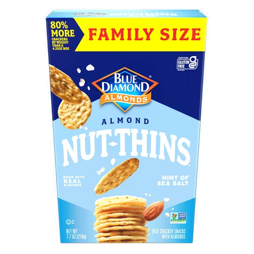 Blue Diamond Almonds Nut-Thins Gluten Free Cracker Crisps, Hint Of Sea Salt, Family Size, Sea Salt, 7oz