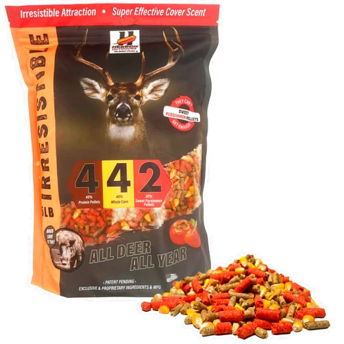 H HERRON OUTDOORS THE BETTER CHOICE Herron Outdoors 4-4-2 Persimmon Flavored Protein Pellets,Whole Corn & Original- Deer Attractants for Whitetail Deer and Feed Enhancer Bait for All Hunters All Seasons- 5lbs