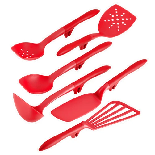 Rachael Ray Tools and Gadgets Lazy Tools Nonstick Kitchen/Cooking Utensil Set, 6 Piece - Red