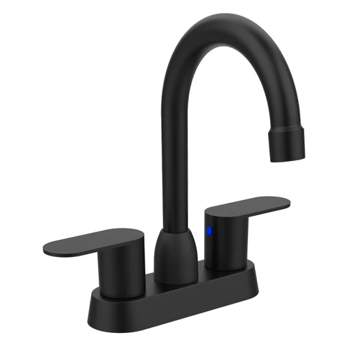 VAOZIURE Matte Black 2-Handle Bathroom Sink Faucet with 360° Swivel Spout, Easy Installation, and Water-Saving Aerator
