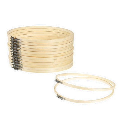 PATIKIL 12 Pieces 10 Inch Embroidery Hoops Round Adjustable Bamboo Circle Cross Stitch Hoop Ring Bulk for Embroidery Art Craft Handy Sewing Decoration