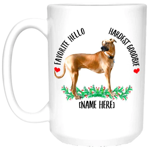 Lovesout Funny Personalized Name Black Mouth Cur Fawn Favorite Hello Hardest Goodbye Christmas 2024 Gifts Coffee Mug White 15 Oz