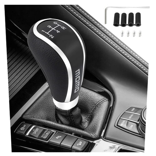 Stacool 5 Speed Shift Knob with 4PCS Adapter,Leather Manual Gear Shifter Knob for Automotive Transmission,Universal Stick Shift Knob Car Accessories Interior for Most Vehicles (Black)