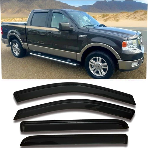 TONOYTIM Window Visors Rain Guards Side Vent Guard Shade Sun Wind Deflectors for Ford F150 SuperCrew/Crew Cab 2004-2008,Also Fit Lincoln Mark LT 2006-2008,Sun Visor for Car,4-Pieces Set 94443