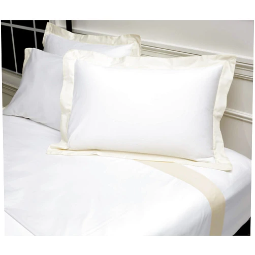 St. Regis Hotels & Resorts St. Regis Hotels Champagne Pillow Shams - 300 Thread Count Cotton Sateen Pillow Shams - White with Champagne Border Flange - Set of 2 - Queen (21