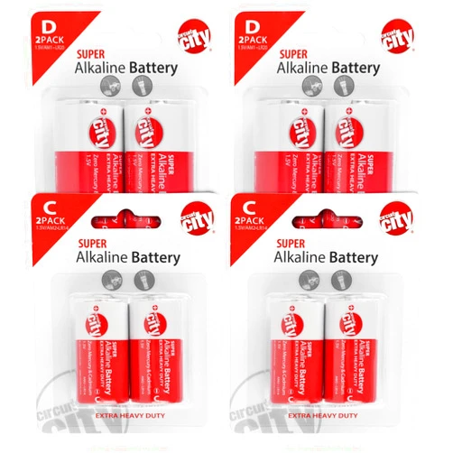 Circuit City Essential 4 C-Cell & 4 D-Cell High Performance Alkaline Batteries (8 Total)
