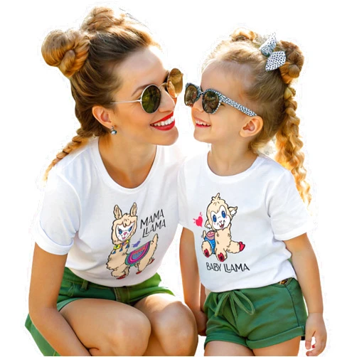 Handmade Llama Mama Baby Set T-Shirt, Mommy And Me Shirts, Matching Outfit, Mom and Baby Shirts, Mama Baby Birthday Shirt, Mama and Me Outfits, Matching Family New Mom Shirt, Baby Shower Gift Mom and Daughter Tees, Llama Family Shirt