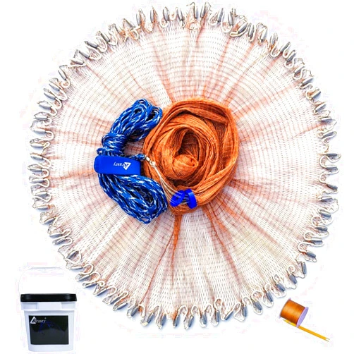 Drasry Saltwater Fishing Cast Net for Bait Trap with Heavy Sinkers Fish Throw Net. Size 3ft/4ft/5ft/6ft/7ft/8ft/9ft/10ft Radius Freshwater Nets