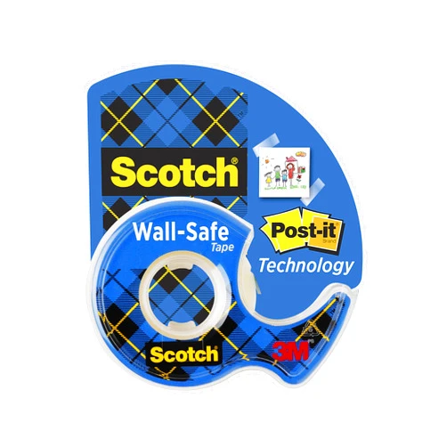 Scotch Wall-Safe Tape, 1 Rolls Sticks Securely, Removes Cleanly, Invisible, Designed for Displaying, Photo Safe, 3/4 in x 650 in (183)