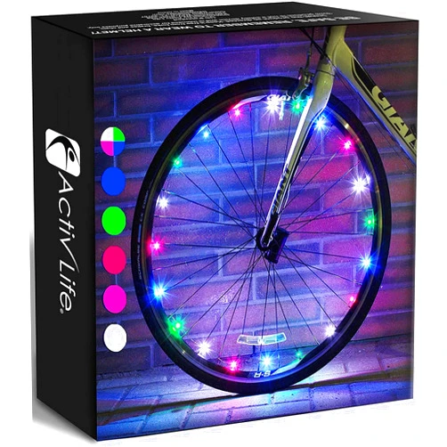 Activ Life 2-Tire Pack LED Bike Wheel Lights with Batteries Included, Get 100% Brighter and Visible from All Angles for Ultimate Safety and Style