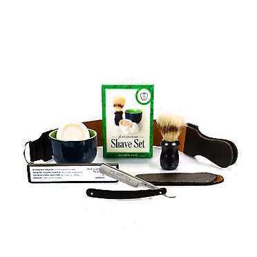 DOVO Straight American 6/8 Straight Razor with Full Shaving Set Package By GB Buckingham & Sons