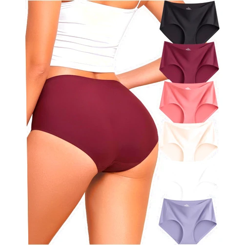 FINETOO 6 Pack Womens Seamless Underwear Full Coverage No Show Hipster Panties Sexy Stretchy Invisible Briefs Bikini Lingerie