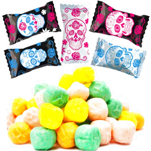 Fruidles Day of the Dead Skull Buttermints, Multicolor Sweet Heat Candies, Soft Candy With Heat and A Touch Of Sour, Fat-Free, Individually Wrapped (55 Pieces)