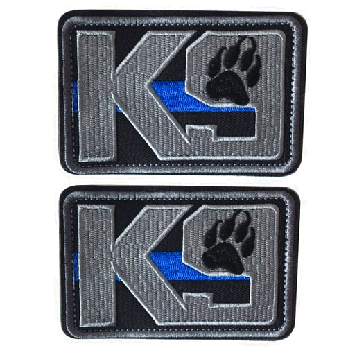 TACVEL K9 Crossbone Killer Attack Police Dog Patch, Hook and Loop Fastener Patch for Service Animal Vest (K9 Blue line)