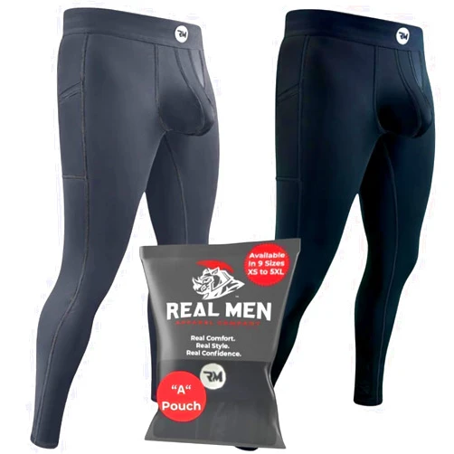 RM Real Men Real Men B & D Pouch Compression Pants Men- 1, 2 & 3 Pack, Mens Leggings, Yoga Pants, Tights, Base Layer Men Cold Weather