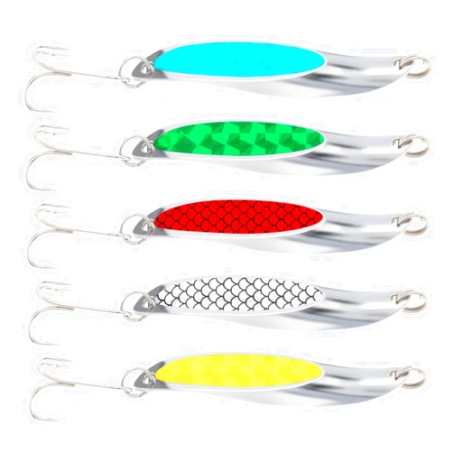 OriGlam 5pcs Fishing Lures Fishing Spoon, Trout Bass Lures Spinning Spoon, Hard Metal Spinner Baits Fishing Lure Spinnerbait
