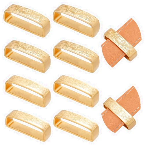 WADORN 4 Piece Brass Belt Loop Keepers, Metal Leather Waist Belt Buckles 1.44-1.57 Inch Rectangle Loop Rings Webbing Strap End Fastener Purse Strap Connector DIY Leather Craft Hardware Accessories