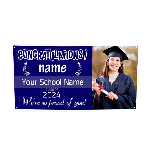 XIAYUEHUA Custom graduation banner with Photo Name Personalized Graduation Party Decorations Class of 2024 Banner 4X2 FT
