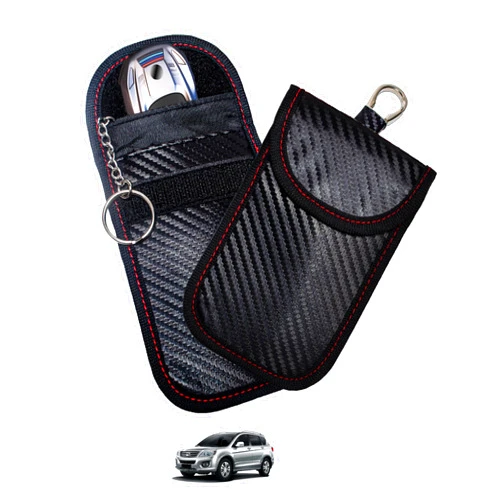 BFXM 2 Pcs Faraday Bag for Car Keys, RFID Signal Blocking Pouch, Anti-Theft Key Fob Protector, Cell Phone Signal Blocker Case, Car Key Fob Cage