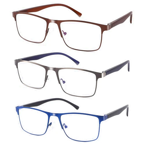 Readersoul 3-Pack Reading Glasses for Men, Metal Frame Blue Light Blocking Computer Readers