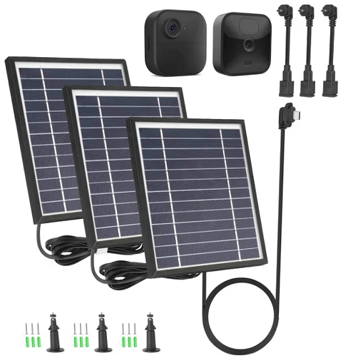 iTODOS 3 Pack Solar Panel Compatible with Blink Outdoor 4 (4th Gen)/Blink Outdoor (3rd Gen) XT3 and Blink XT/XT2 Camera,11.8Ft Outdoor Power Cable and Adjustable Mount,Aluminum Alloy Sturdy(Black)
