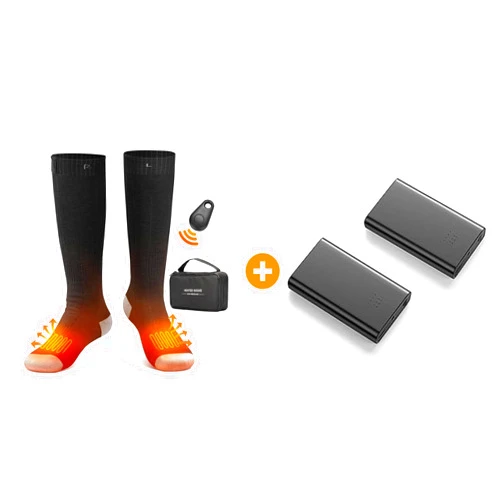 VELAZZIO Heated Socks for Men Women & Rechargable Li-ion Batteries (Black, Large)