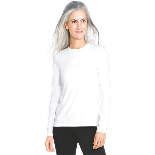 Coolibar UPF 50+ Women's Long sleeve T-Shirt - Sun Protective,Medium,White