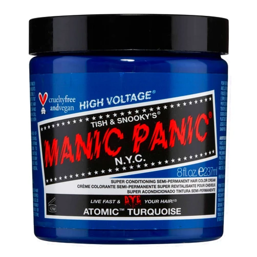MANIC PANIC Classic Atomic Turquoise Semi Permanent Hair Color - Neon Aqua Blue Hair Dye for Women & Men That Lasts 4-6 Weeks - Vegan, Ammonia & Cruelty-Free - Create & Mix Custom Shades (8oz)