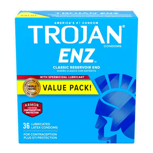 TROJAN ENZ Spermicidal Lubricated Condoms, Value Pack, 36 Count