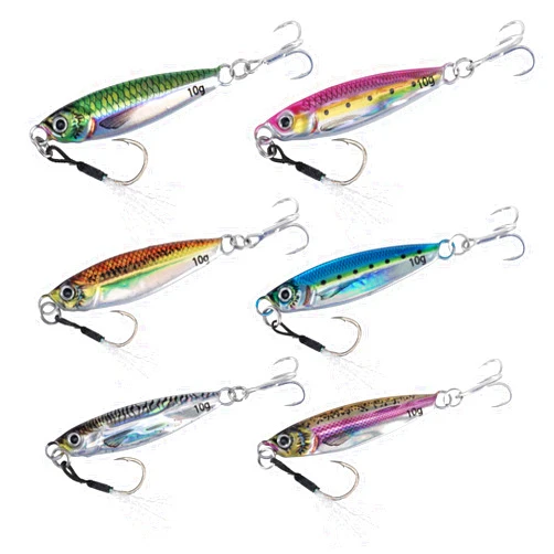 Goture Fishing Jigs, Lead Vertical Jig Saltwater,3D Colors Jigging Lures,Jig Fishing Lures with Assist Hook and Treble Hook,Fishing Jigging Spoon Lures for Tuna,Salmon,Sailfish,StripedBass,Kingfish