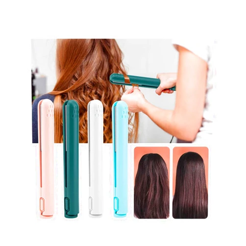 WGUST Mini Dual-Purpose 2-in-1 Hair Straightener and Curler, Ceramic, 360 Rotatable, USB Rechargeable, Suitable for All Hair Types, 200? Constant Temperature