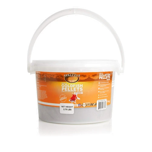 Omega One Goldfish Pellets, Sinking, 4mm Medium Pellets, 2.75 lb Bucket
