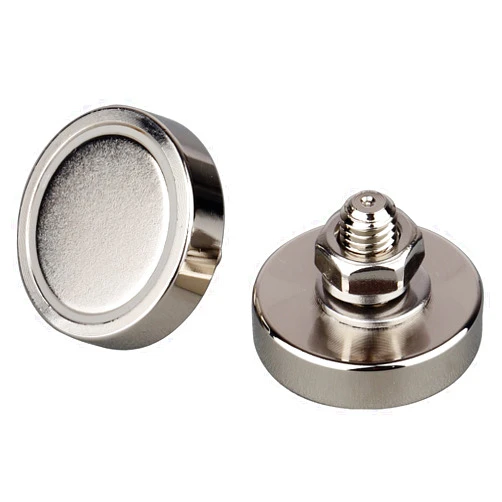 MUTUACTOR 4PACK 100lb Super Powerful Round Cup Magnet with M8 Male Threaded Stud, Heavy Duty Magnetic Mounting for Safty Camera, Lighting, Tools (D32 mm#M8 Male Thread 100lb)