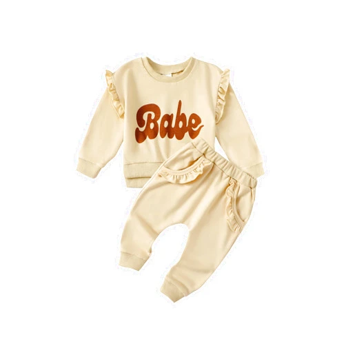 HIGHUZZA Baby Girl Clothes Newborn Outfit Toddler Fall Ruffle Sleeve Tops Girl's Clothing Pants Set