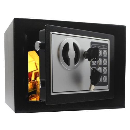 Heroecol Key and Electronic Security Safe Box Digital Deposit Box for Home Office Hotel Business Lock Box for Cash Jewelry Storage (Black, 0.17 Cubic Feet)