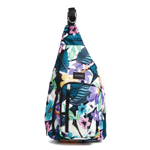 Vera Bradley Women's Recycled Lighten Up Reactive Sling Backpack, Island Floral, One Size
