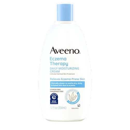 Aveeno Eczema Therapy Daily Moisturizing Cream for Sensitive Skin, Soothing Lotion with Colloidal Oatmeal for Dry, Itchy, and Irritated Skin, Steroid-Free and Fragrance-Free, 12 fl. oz