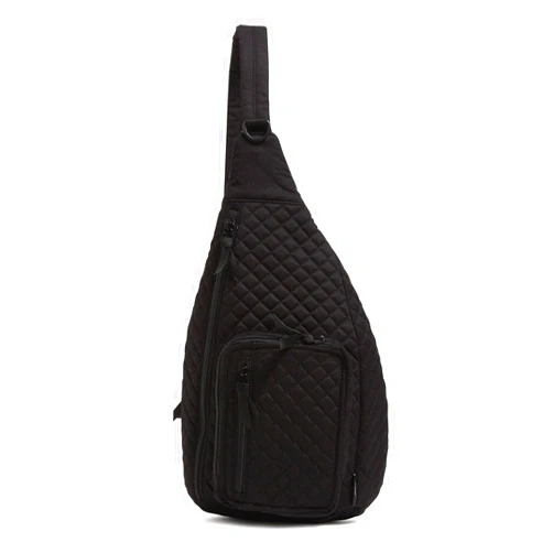 Vera Bradley Women's Cotton Sling Backpack, Black - Recycled Cotton, One Size