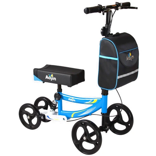 Aojin Knee Scooter, Steerable Knee Walker Economical Knee Scooters for Foot Injuries Best Crutches Alternative Blue