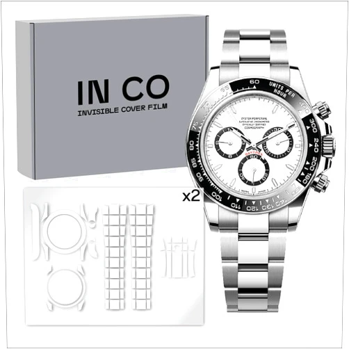 Generic INCO Protective Film for Rolex Daytona (Body and Oystersteel Bracelet) ref. 126500, 40mm 2 Packs, Shine and Invisible Finish, Full Body Coverage, Anti-Scratch