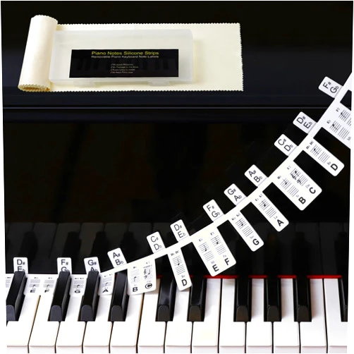 Myvikcar Piano Keyboard Stickers, Removable Piano Keyboard Stickers, Piano Notes Guide for 88 76 61 54 49 37 Keys, Made of Reusable Silicone Come with Keyboard Dust Cover and Box