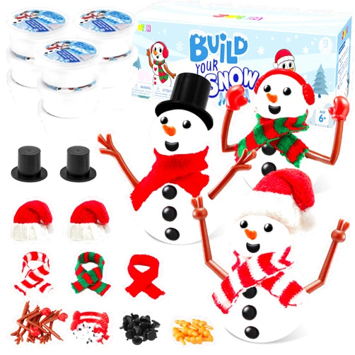 JOYIN Christmas Build Your Snowman Craft Kit, 3 Pack DIY Snowman Craft Kit for Christmas Arts and Craft Activities, Xmas Gift Stocking Stuffers for Kids, Party Favor School Funny Toy