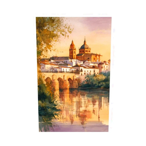 Ebxozp Córdoba Spain Watercolor Travel Roman Bridge Canvas Poster Wall Art Prints Room Aesthetic Murals Bedroom And Living Decorations Unframe 20x30inch