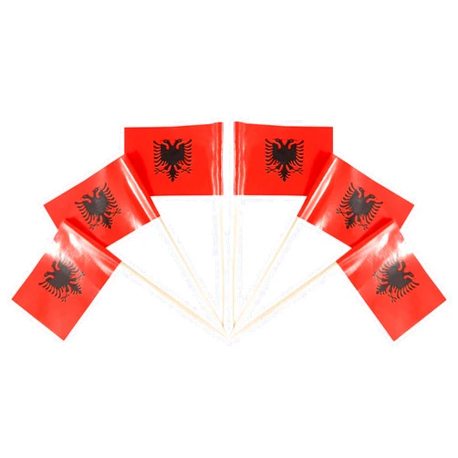 QQSD Albania Toothpick Flag Albanian Small Mini Cupcake Topper Flags,100 pcs